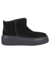 Hogan Ankle-high Minimalist Suede Shoes In Black