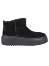 Hogan Ankle-high Minimalist Suede Shoes In Black