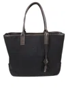 Hogan Structured Black Canvas Tote Bag With Embossed Branding In Black