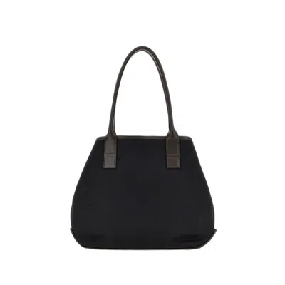 Hogan Structured Canvas Tote Bag In Black