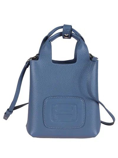 Hogan Structured Leather H Bag In Blue