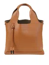 Hogan Structured Leather Handbag With Pebbled Texture In Brown