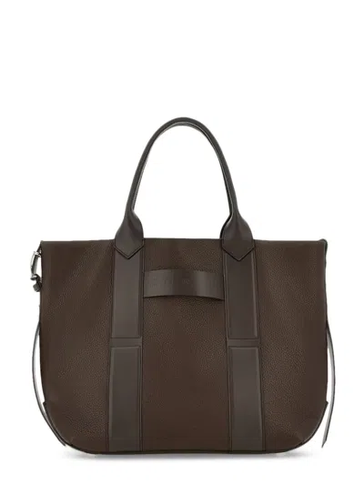 Hogan Structured Leather Tote Bag In Black