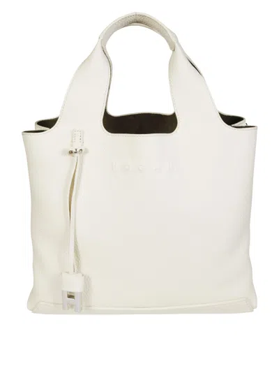 Hogan Structured White Shoulder Bag With Textured Finish In Red