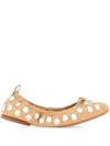Hogan Stud-embellished Ballet Flats In Neutrals