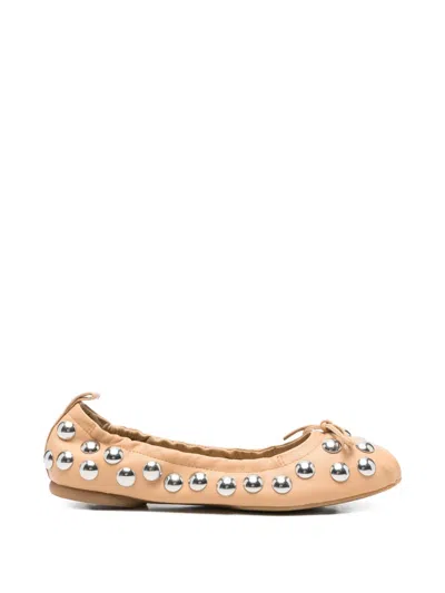 Hogan Studded Ballet Flats In Neutral