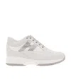 Hogan Studded Logo Lace Up Trainers In White