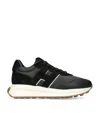 Hogan Streamlined Black Sneakers With Suede Texture In Black