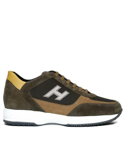 Hogan Suede And Corduroy Interactive Sneakers In Green