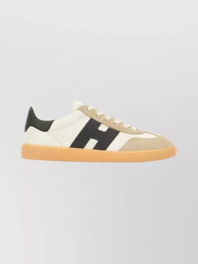 Hogan Suede And Leather Sneakers With Contrast Panels In Neutral