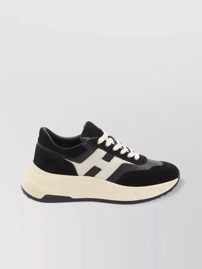 HOGAN SUEDE AND LEATHER SNEAKERS WITH STUDDED SOLE