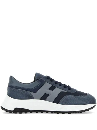 Hogan Suede And Mesh Hyperlight Sneakers Shoes In Blue