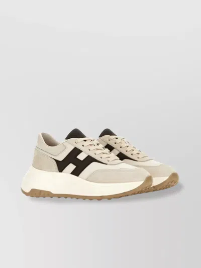 Hogan Suede And Nappa Leather Sneakers In Neutral
