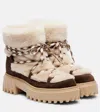 Hogan Suede And Shearling Lace-up Boots In White