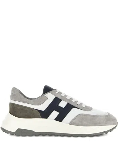 Hogan Round Toe Rubber Sole Panelled Design Sneakers In Gray