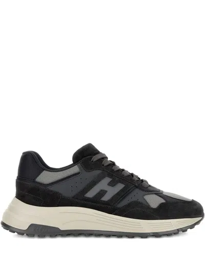 Hogan Suede And Smooth Leather Hyperlight Sneakers With Technical Fabric Inserts In Gray