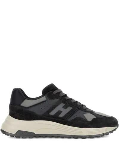 Hogan Suede And Smooth Leather Hyperlight Sneakers With Technical Fabric Inserts In Black