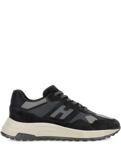 Hogan Suede And Smooth Leather Hyperlight Sneakers With Technical Fabric Inserts Shoes In Gray