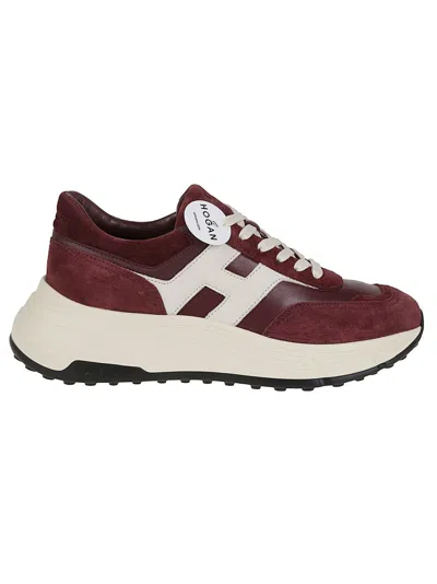 Hogan Suede And Technical Fabric Hyperlight Sneakers In Burgundy