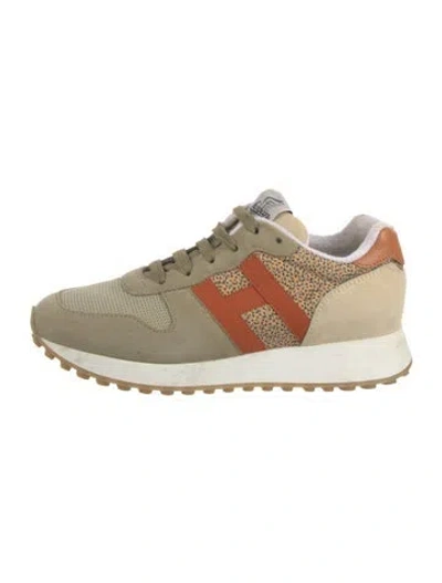 Pre-owned Hogan Suede Animal Print Athletic Sneakers In Neutral