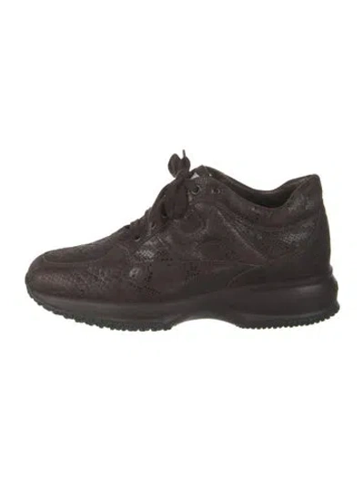 Pre-owned Hogan Suede Animal Print Chunky Sneakers In Brown