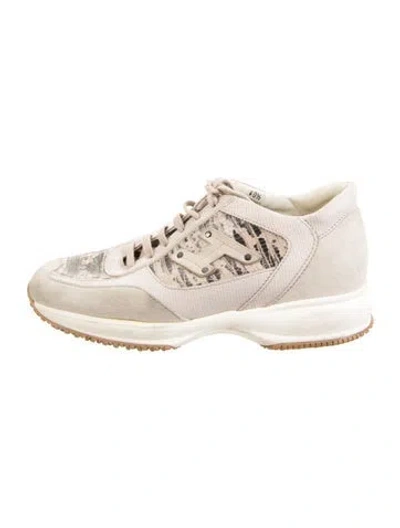 Pre-owned Hogan Suede Animal Print Chunky Sneakers In Neutral