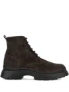 Hogan Chunky Sole Lace-up Suede Ankle Boots In Brown