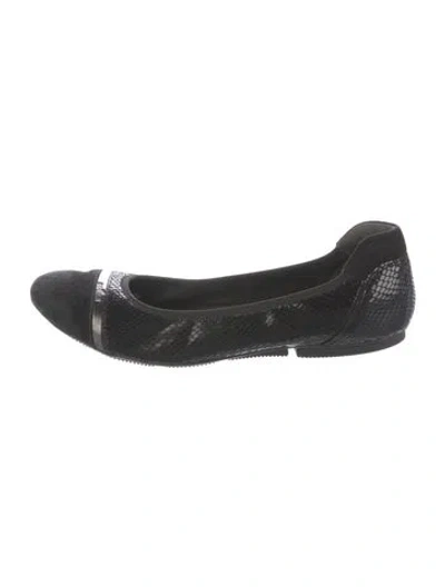 Pre-owned Hogan Suede Ballet Flats In Black