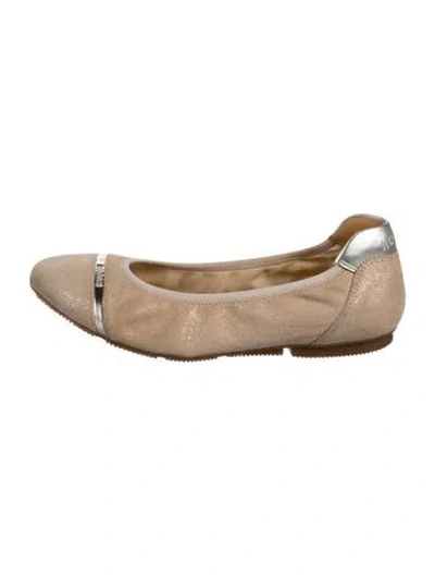 Pre-owned Hogan Suede Ballet Flats In Neutrals