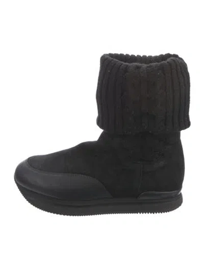 Pre-owned Hogan Suede Boots In Black