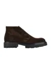 Hogan Brown Suede Ankle Boots With Toggled Tongue And Rubber Sole In Black