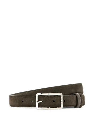 Hogan Suede Buckle-fastening Belt In Green
