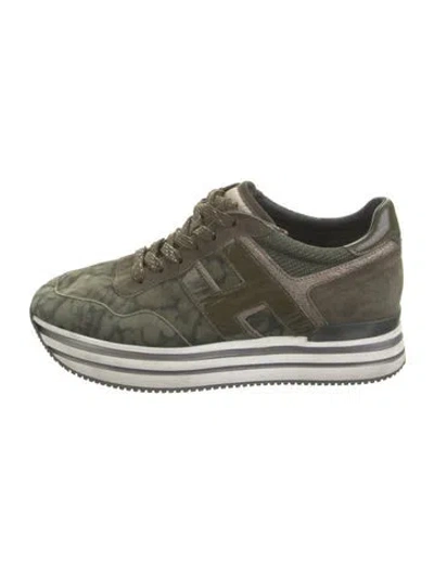 Pre-owned Hogan Suede Camouflage Print Sneakers In Green