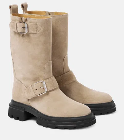 Hogan Suede Chelsea Boots In Beige