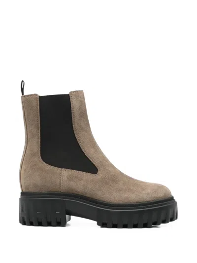 Hogan Suede Chelsea Boots In Burgundy
