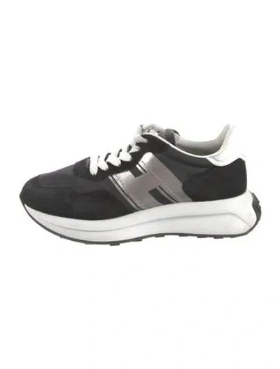 Pre-owned Hogan Suede Colorblock Pattern Athletic Sneakers In Black