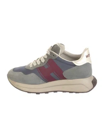 Pre-owned Hogan Suede Colorblock Pattern Athletic Sneakers In Blue