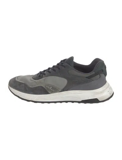 Pre-owned Hogan Suede Colorblock Pattern Athletic Sneakers In Blue/grey