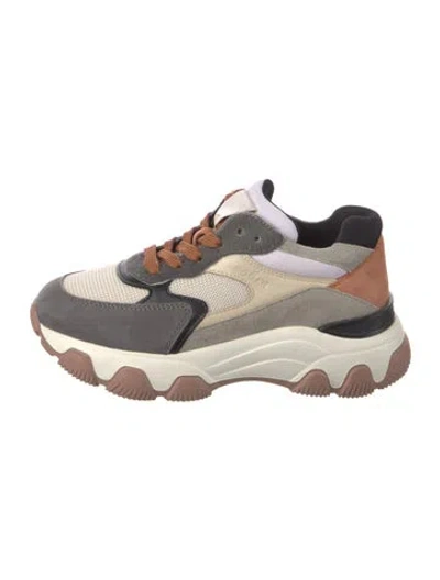 Pre-owned Hogan Suede Colorblock Pattern Chunky Sneakers In Multi