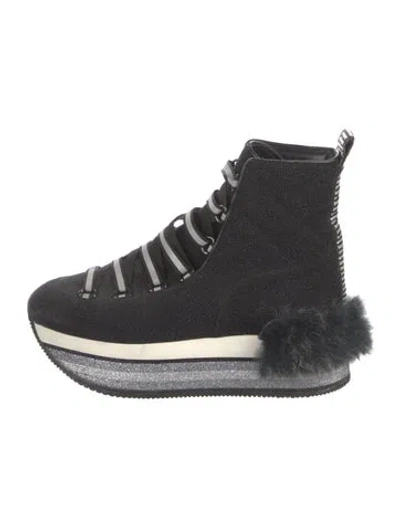 Pre-owned Hogan Suede Colorblock Pattern Lace-up Boots In Black