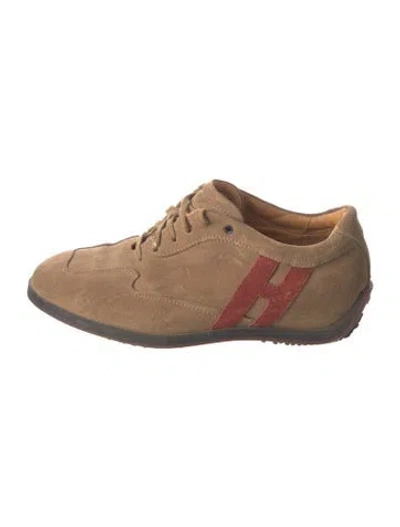 Pre-owned Hogan Suede Colorblock Pattern Sneakers In Brown