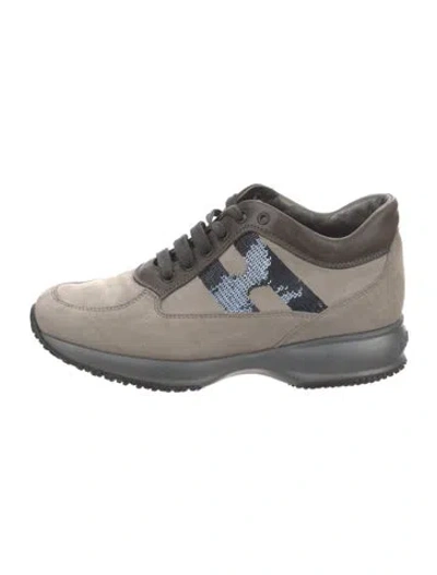 Pre-owned Hogan Suede Colorblock Pattern Sneakers In Gray