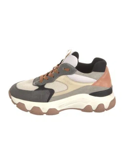 Pre-owned Hogan Suede Colorblock Pattern Sneakers In Multicolor
