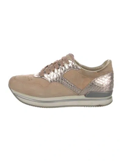 Pre-owned Hogan Suede Colorblock Pattern Sneakers In Neutral