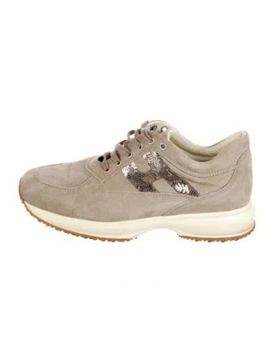 Pre-owned Hogan Suede Colorblock Pattern Sneakers In Neutral