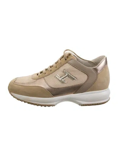 Pre-owned Hogan Suede Colorblock Pattern Sneakers In Neutral