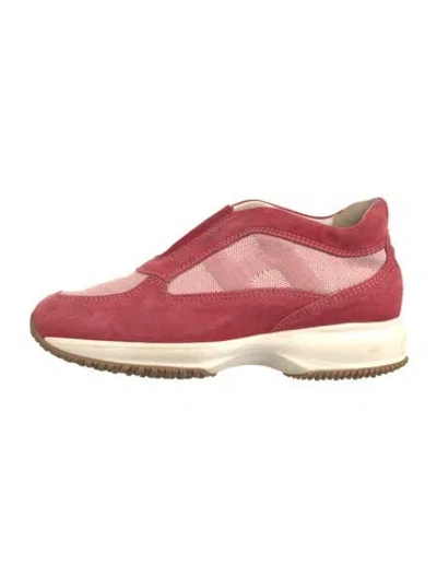 Pre-owned Hogan Suede Colorblock Pattern Sneakers In Red