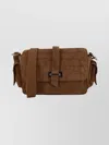 Hogan Suede Crocodile Print Flap Shoulder Bag