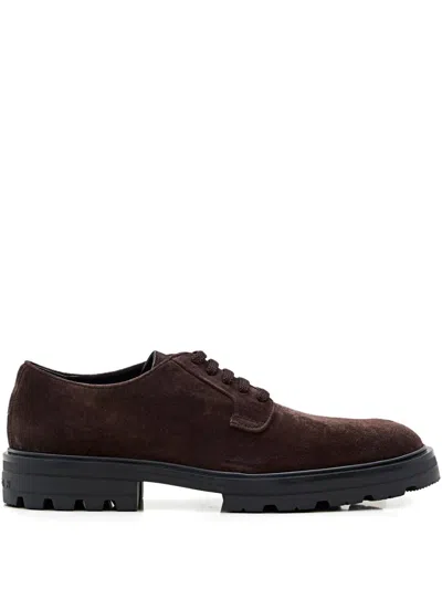 Hogan Suede Derby Shoes In Brown