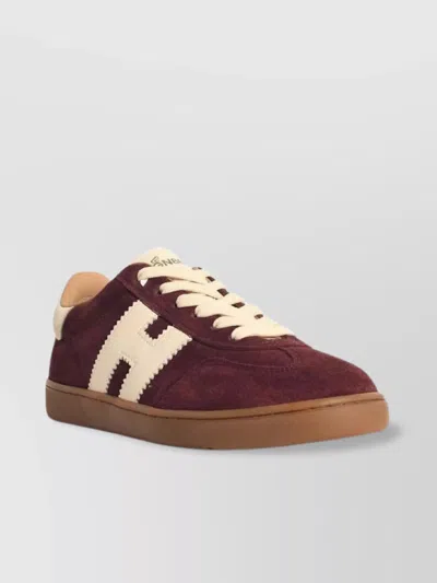 Hogan Suede Finish Sneakers Rubber Sole In Red